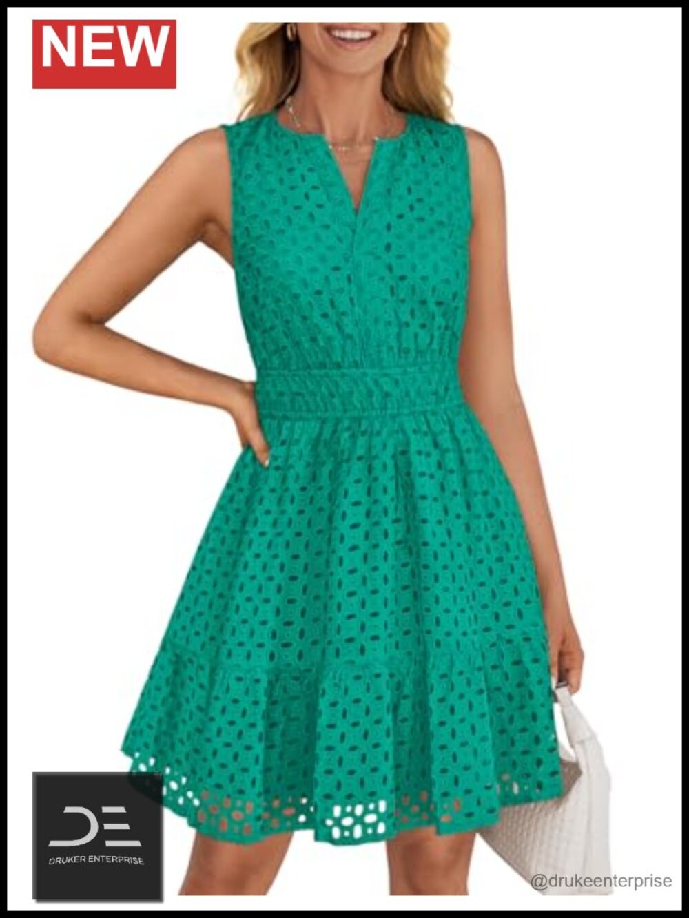 Sleeveless Hollow Out Mini Dress, Eyelet Fit and Flare Summer Sundress